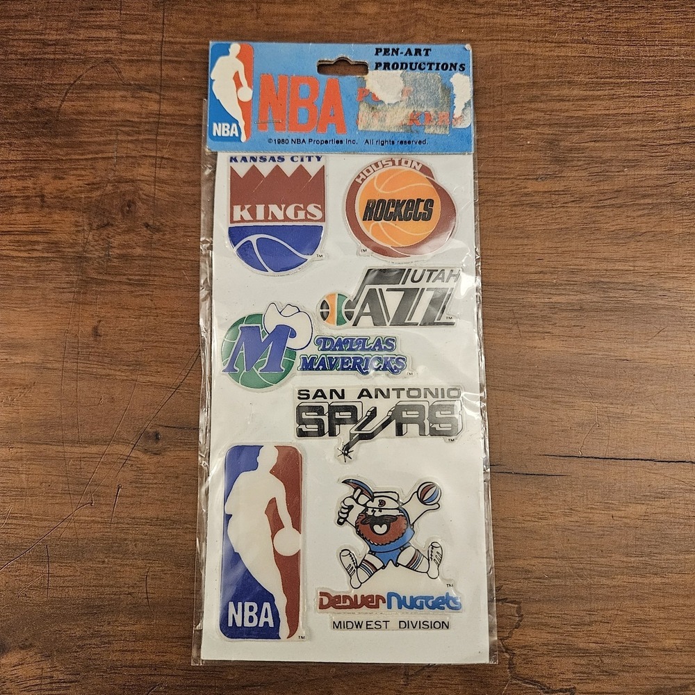 Vintage NBA Team Logos Puffy Stickers Pack 1980 Utah Jazz Dallas Mavericks